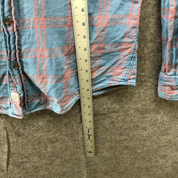 Marine Layer Kearny Button Down Shirt Mens M Double Cloth Blue Plaid Long Sleeve - Picture 9 of 9